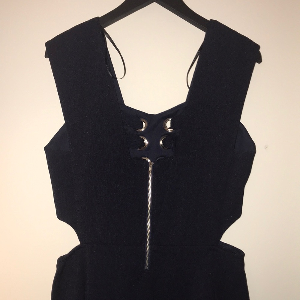 Navy Blue Sleeveless Cut-Out Grommet Romper - Picture 6 of 6